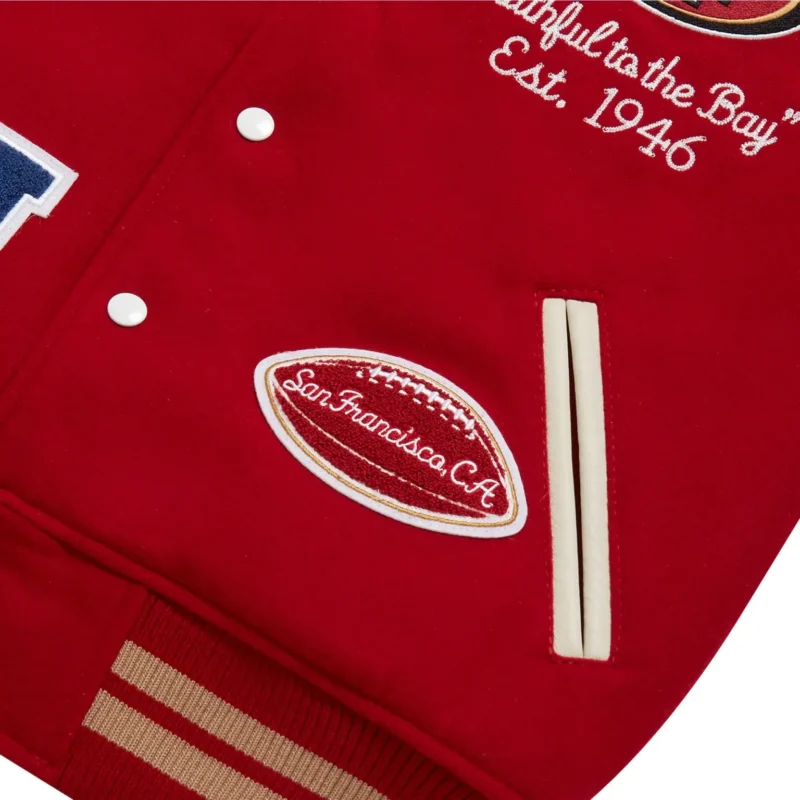 San Francisco 49ers OVO Scarlet Full-Snap Varsity Jacket - Image 4