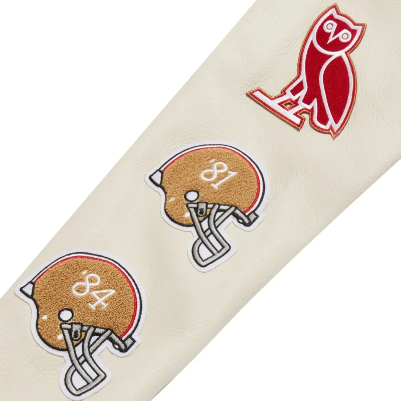 San Francisco 49ers OVO Scarlet Full-Snap Varsity Jacket - Image 5