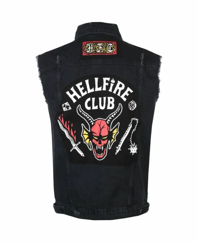 Stranger Things Eddie Munson Denim Vest Black - Image 3