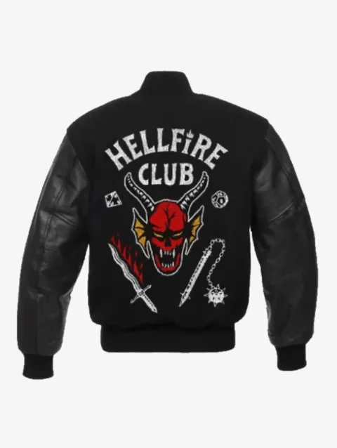Stranger Things Hellfire Club Black Varsity Jacket