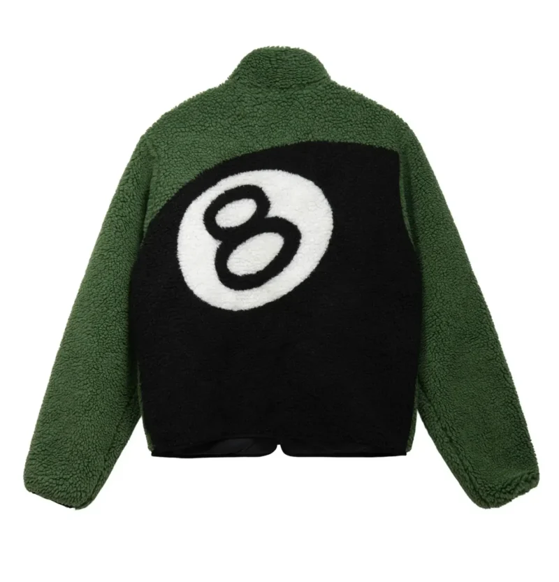 Stussy 8 Ball Sherpa Reversible Green Jacket - Image 2