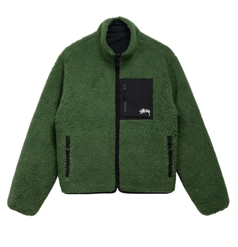 Stussy 8 Ball Sherpa Reversible Jacket Green