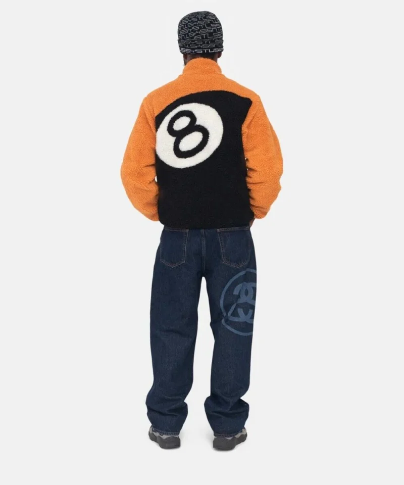 Stussy 8 Ball Sherpa Reversible Orange Jacket