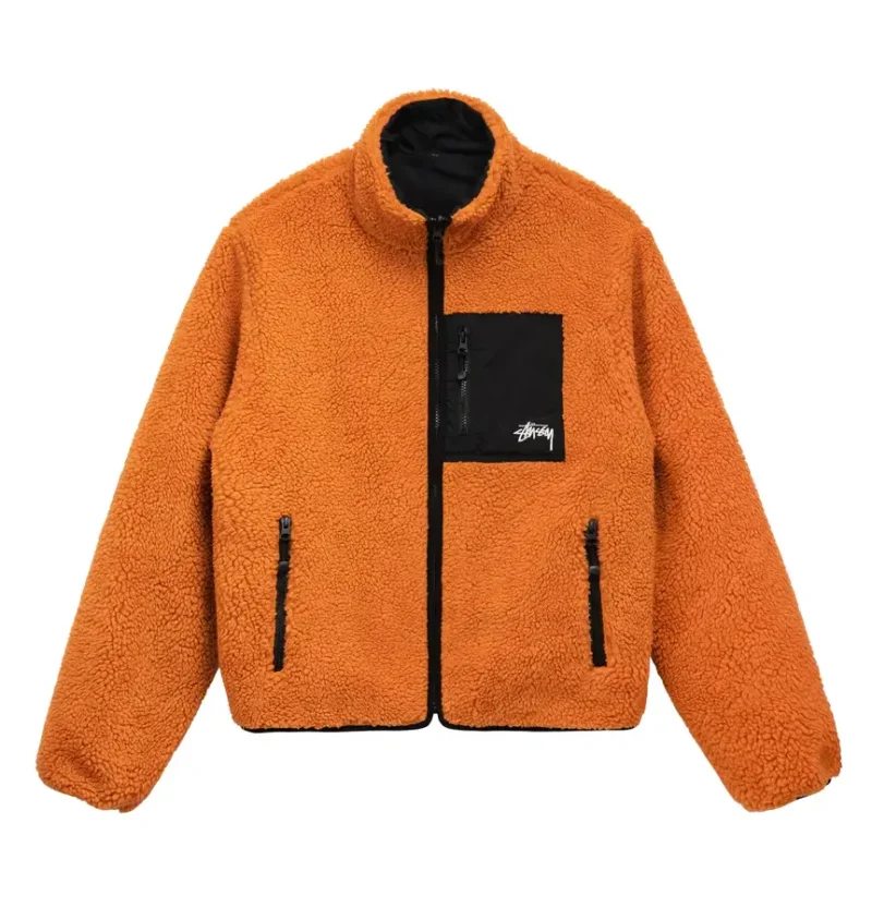 Stussy 8 Ball Sherpa Reversible Orange Jacket
