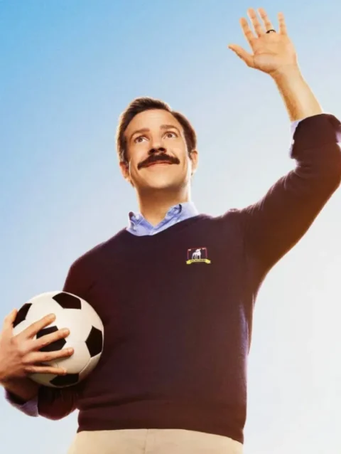 Ted Lasso Jason Sudeikis Blue Sweater