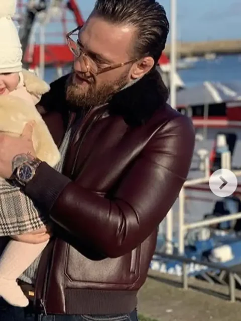 The Notorious Conor Mc Gregor Shearling Jacket Maroon