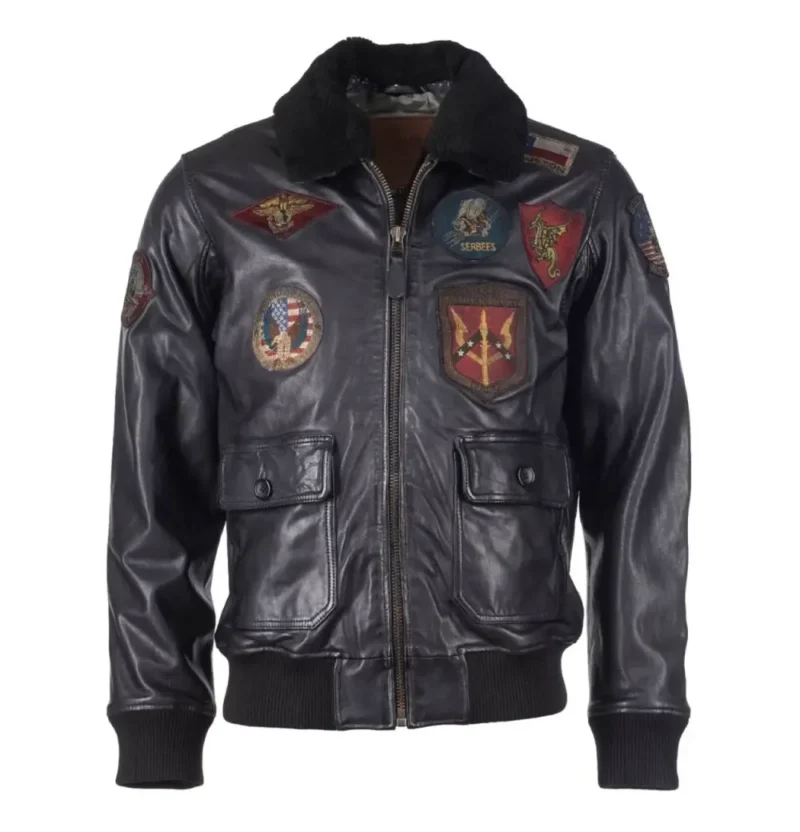 The Official Gun Bomber Shearling Leather Jacket Black - Image 2