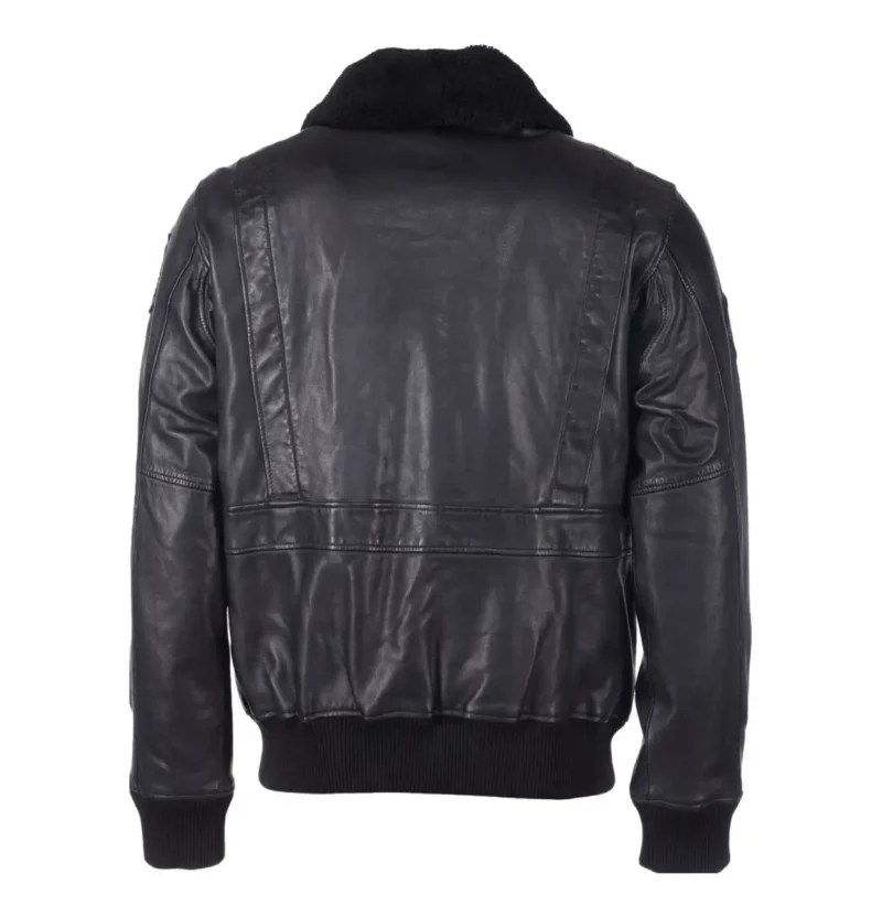 The Official Gun Bomber Shearling Leather Jacket Black - Image 6