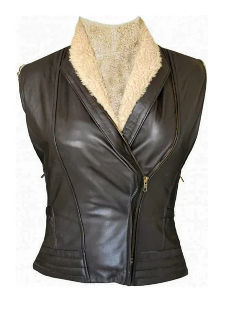 The Walking Dead Andrea Laurie Holden Brown Leather Vest