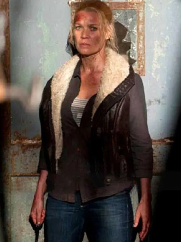 The Walking Dead Andrea Laurie Holden Brown Leather Vest
