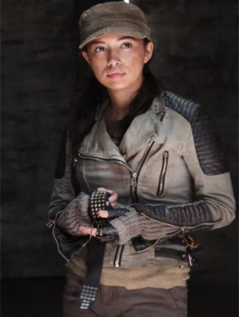 The Walking Dead Christian Serratos Grey Leather Jacket