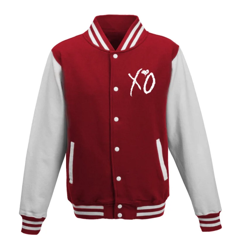 The Weeknd Xo Jackets Red & White Wool Varsity Jacket