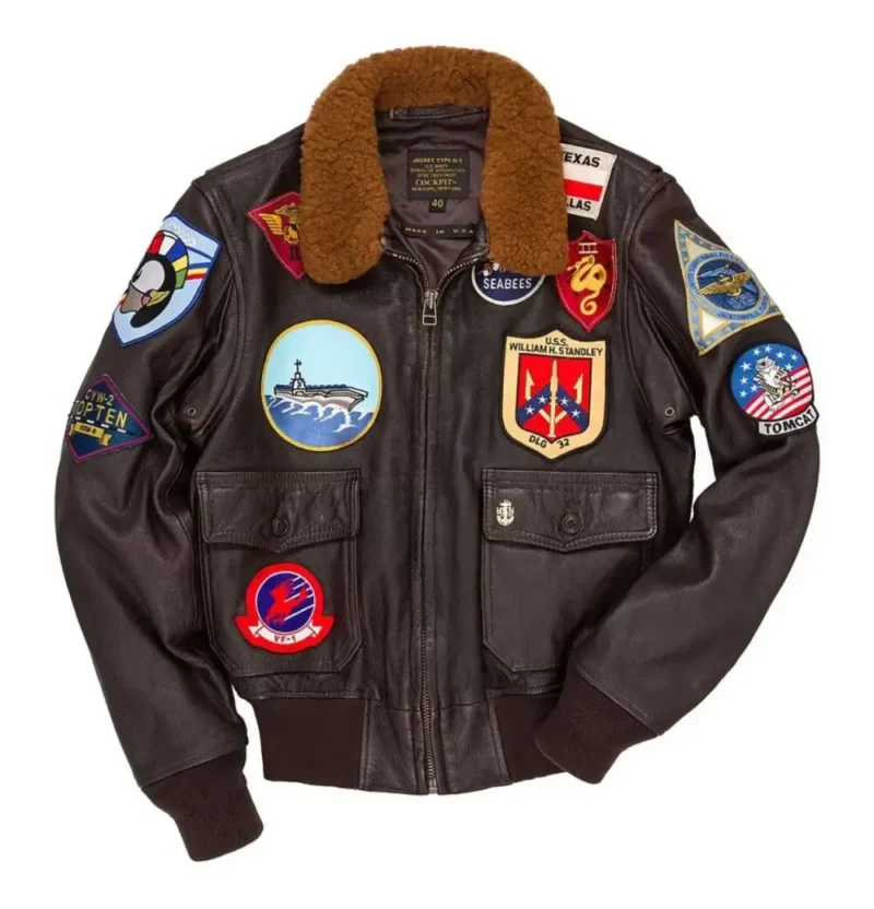 Top Gun G-1 Leather Bomber Shearling Flight Jacket - Image 3