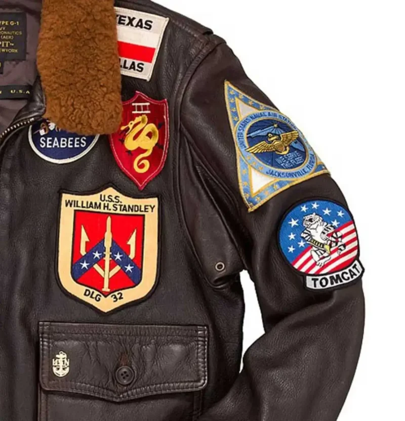Top Gun G-1 Leather Bomber Shearling Flight Jacket - Image 4