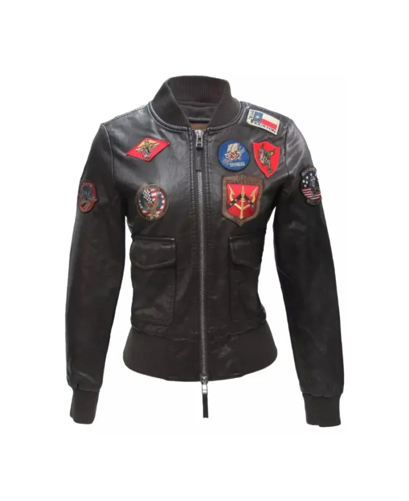 Top Gun Women’s Bomber Vegan Jacket Leather - Image 2
