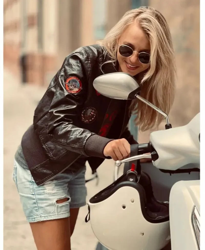Top Gun Women’s Bomber Vegan Jacket Leather