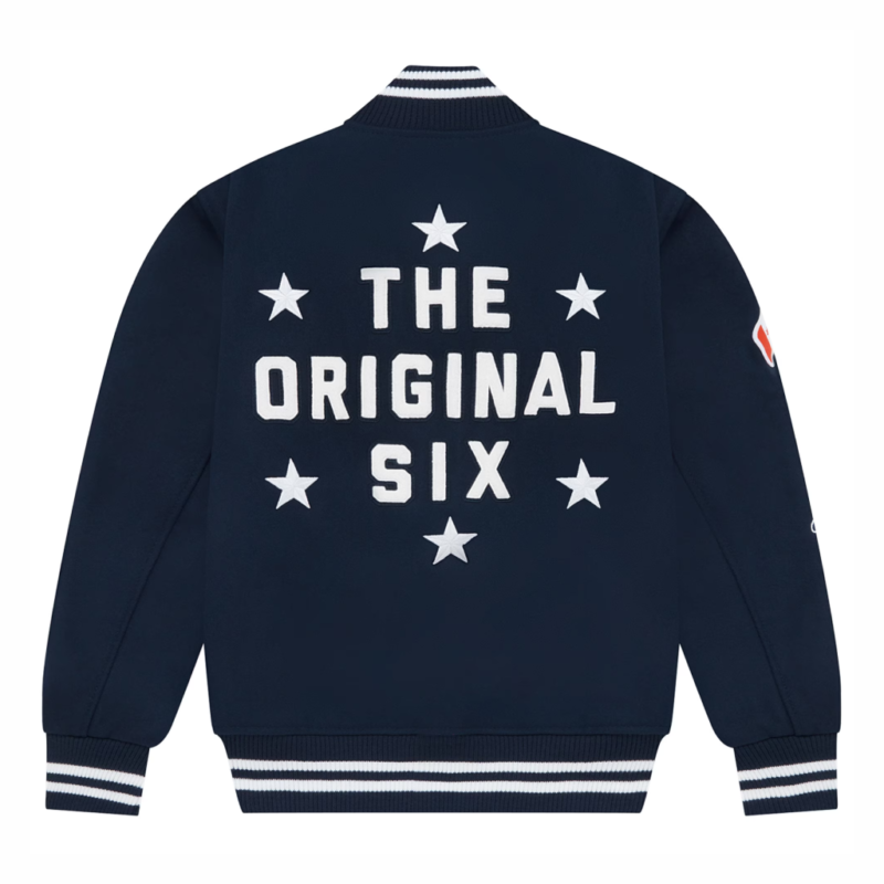Toronto Maple Leafs OVO x NHL Full-Snap Varsity Jacket Blue - Image 2
