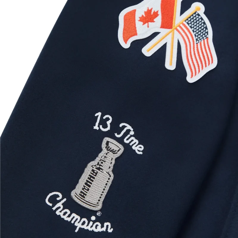 Toronto Maple Leafs OVO x NHL Full-Snap Varsity Jacket Blue - Image 4