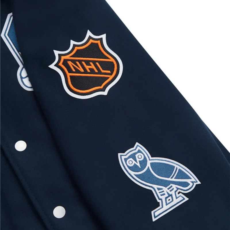 Toronto Maple Leafs OVO x NHL Full-Snap Varsity Jacket Blue - Image 5