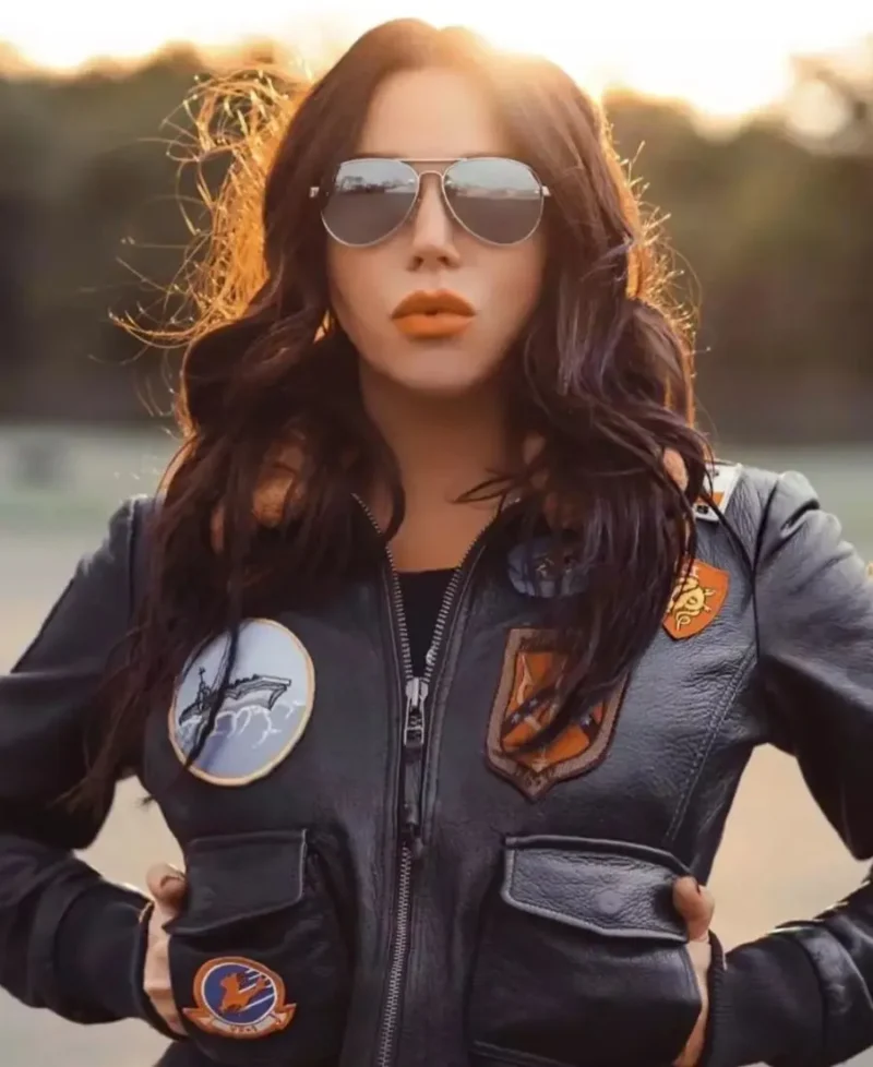 Women Bomber Shearling Top Gun-2 Jacket