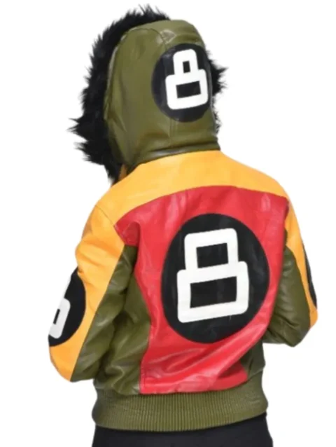 Womens 8 Ball Bomber Leather Jacket