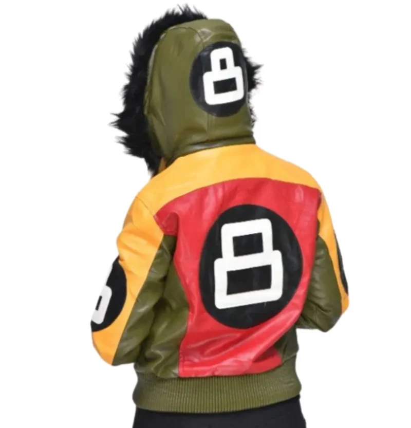 Womens 8 Ball Bomber Leather Jacket