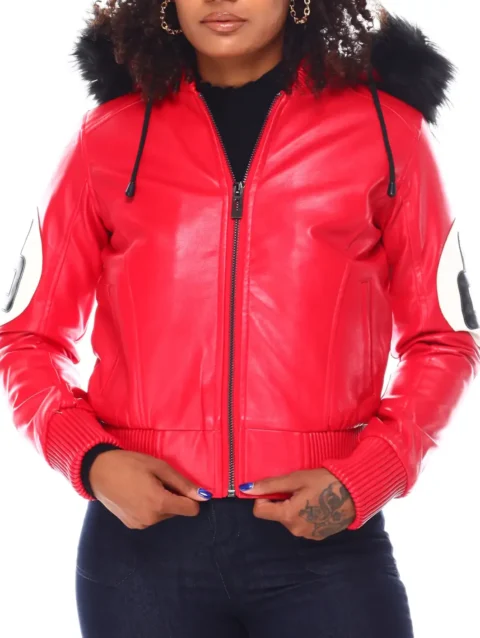 Women’s Red 8 Ball Leather Jacket