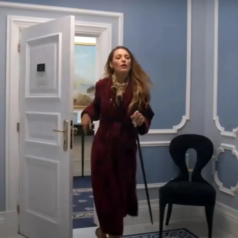 Blake Lively Another Simple Favor Coat Maroon - Image 3