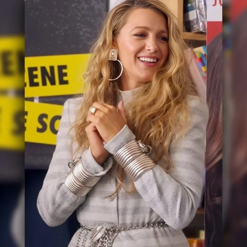 Blake Lively Another Simple Favor Striped Coat