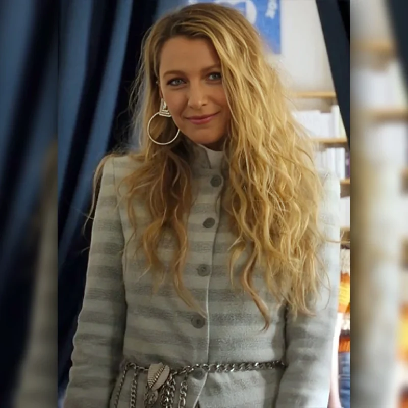 Blake Lively Another Simple Favor Striped Coat