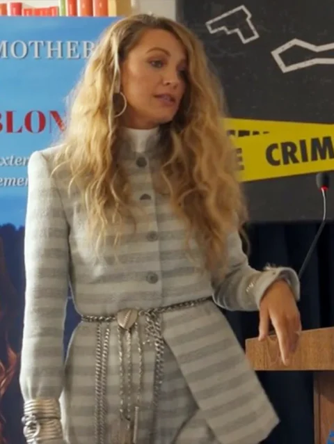 Blake Lively Another Simple Favor Striped Coat