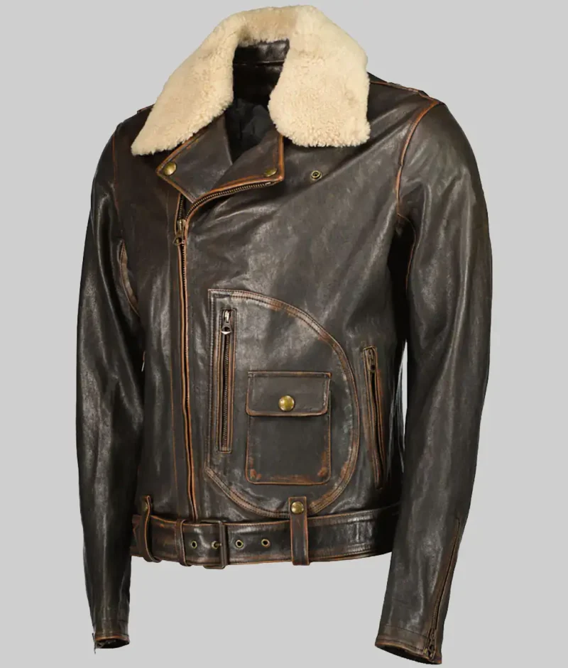 Elon Musk Brown Biker Leather Jacket