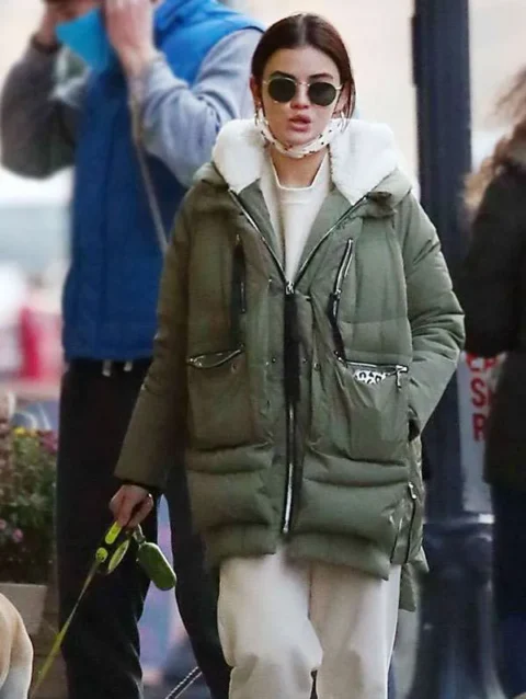Lucy Hale The Hating Game 2021 Green Jacket