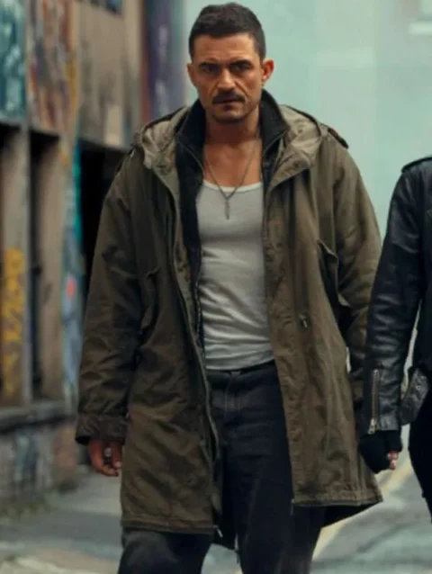 Orlando Bloom Deep Cover Green Coat