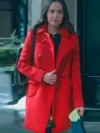 Sofia Carson The Life List 2025 Red Coat