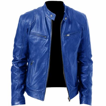 Men’s Blue Leather Jacket