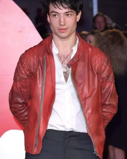 Ezra Miller Red Jacket Leather