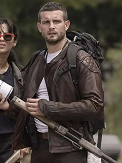 The Walking Dead Nico Tortorella Quilted Brown Jacket Leather