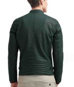 Green Quilted Leather Jacket Men-1
