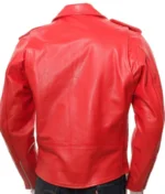 Men’s Red Leather Biker Jacket-4