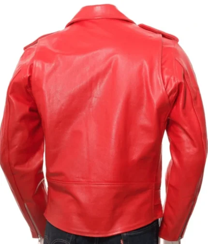 Men’s Red Leather Biker Jacket-4