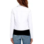 White Biker Leather Jacket Women-2