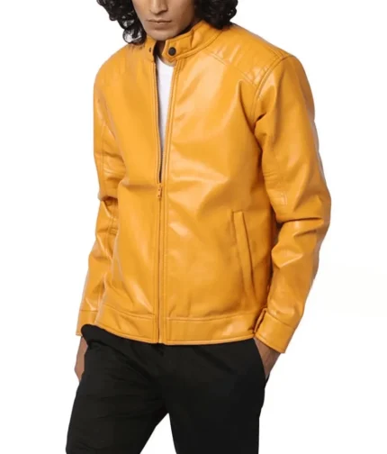 Yellow Mustard Leather Jacket Men