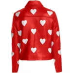 Women’s White Heart Red Leather Jacket-2