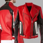 Men’s Fashion Bikers Red Leather Jacket-2