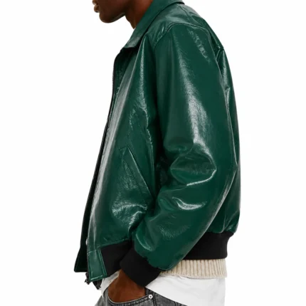 Men’s Dark Green Leather Jacket-1