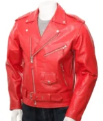 Men’s Red Leather Biker Jacket-2