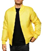Bomber Yellow Leather Jacket Men