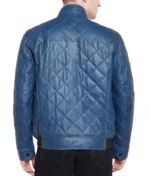Blue Quilted Leather Jacket Men-2