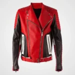 Men’s Fashion Bikers Red Leather Jacket